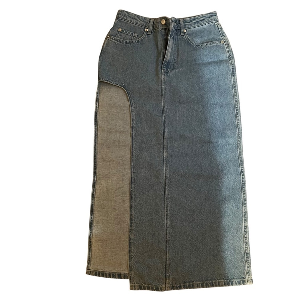 NWT Miami| Women Rushed Midi Skirt Light Blue Denim Jeans -Size S